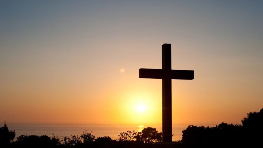 A cross at sunset