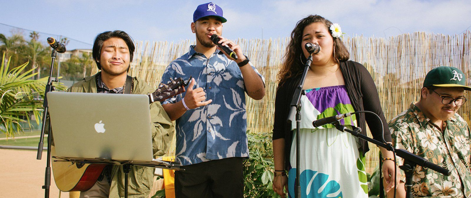 Members of the Hui O'Hawaii club perform native Hawaiian songs.