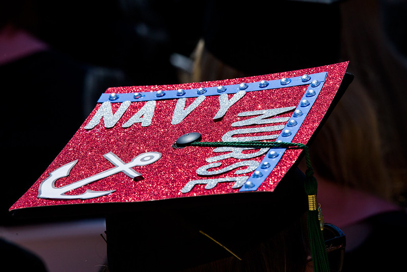 Student decorated their cap at graduation
