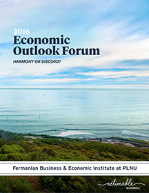 2016 Economic Outlook Forum Report Cover. Calm Ocean Scene.