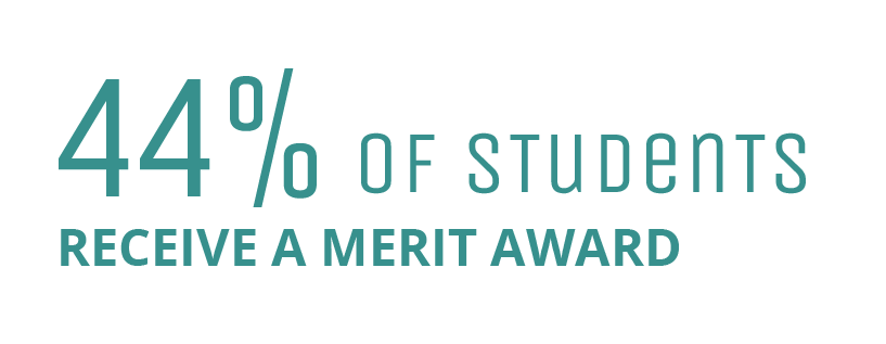 44% of students receive a merit award