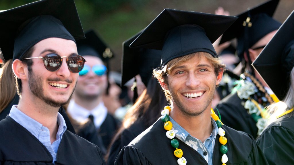 Male undergraduate graduate at commencement 