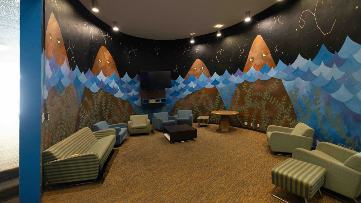 Living and common room space in Young Hall. 