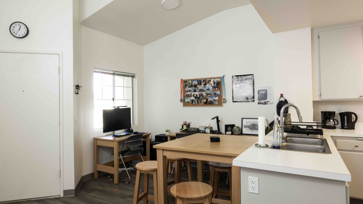 PLNU student's living room space in Flex Apartments.