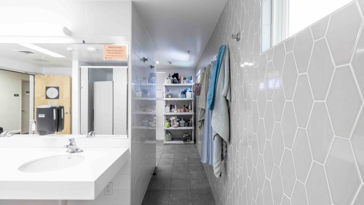 Bathroom space in Klassen Hall. 