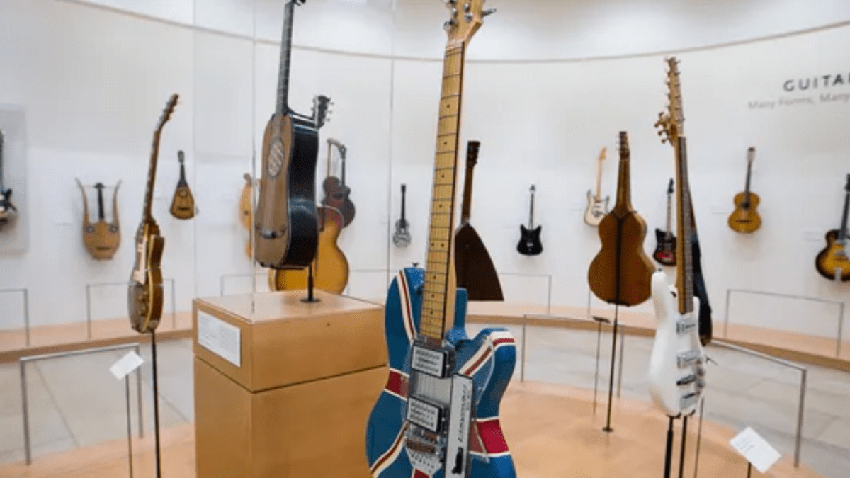 guitars in a museum