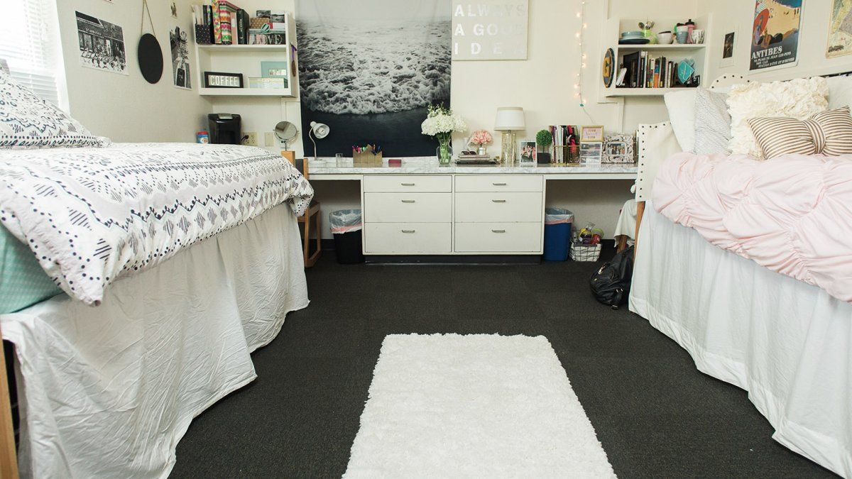 A beautifully decorated dorm room for two in Finch Hall.