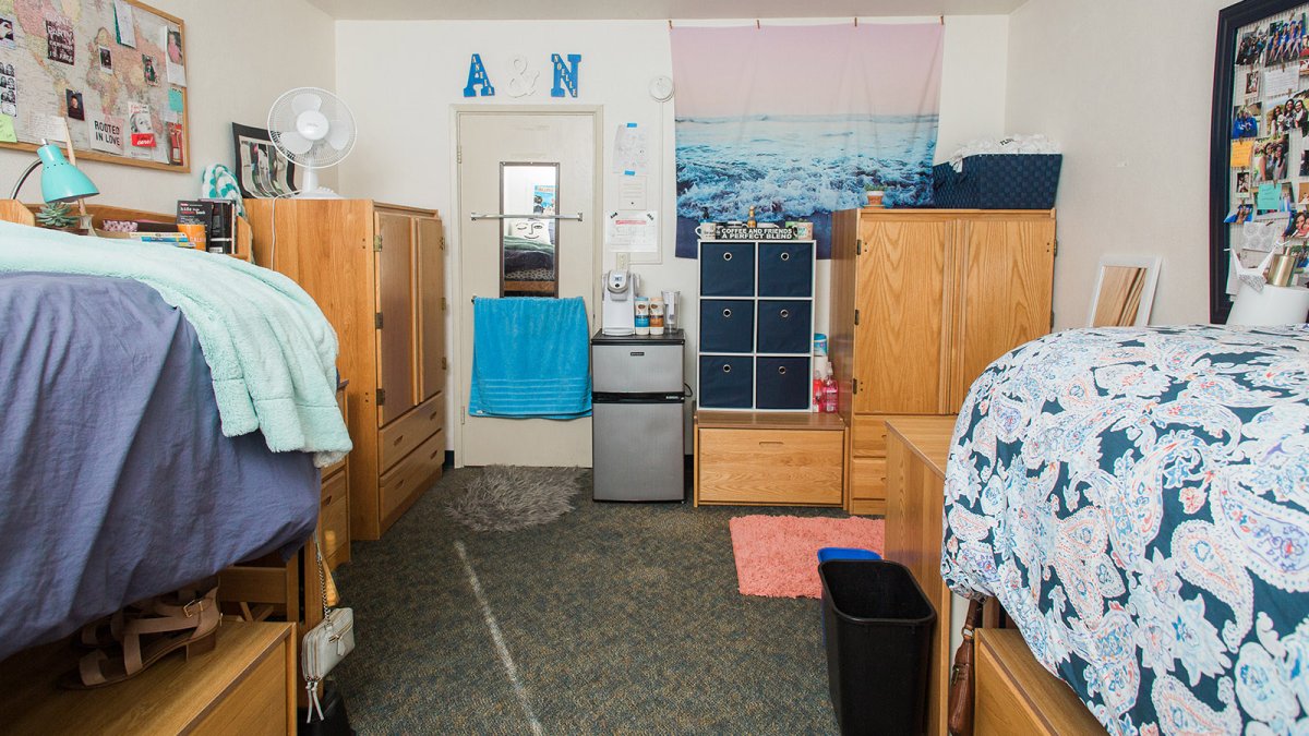 A room in Klassen Hall decorated so ornately that there is little white space left on the walls