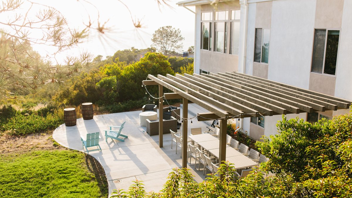 The outdoor patio space at Nease Hall is a great place to catch a sunset.