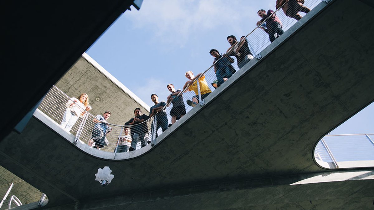 Society of Physics Students participate in an egg drop competition.