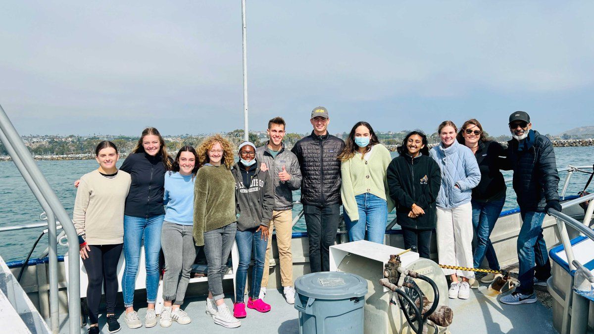 Students on a boat at sea