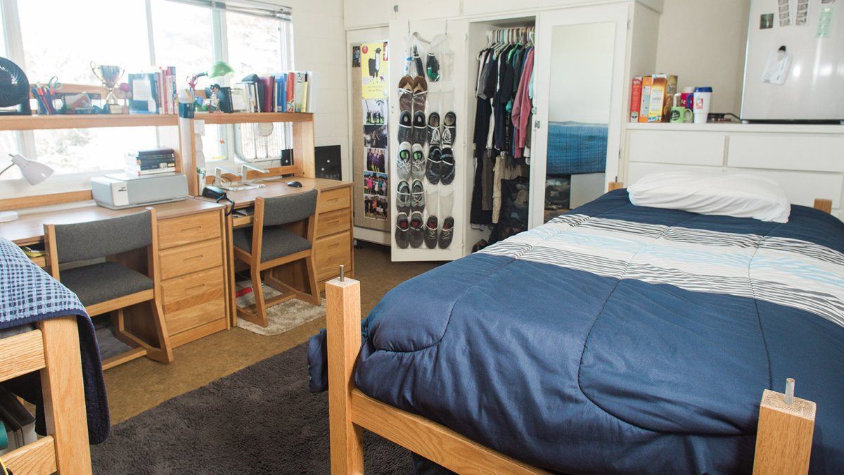 A well-organized dorm room in Goodwin Hall.