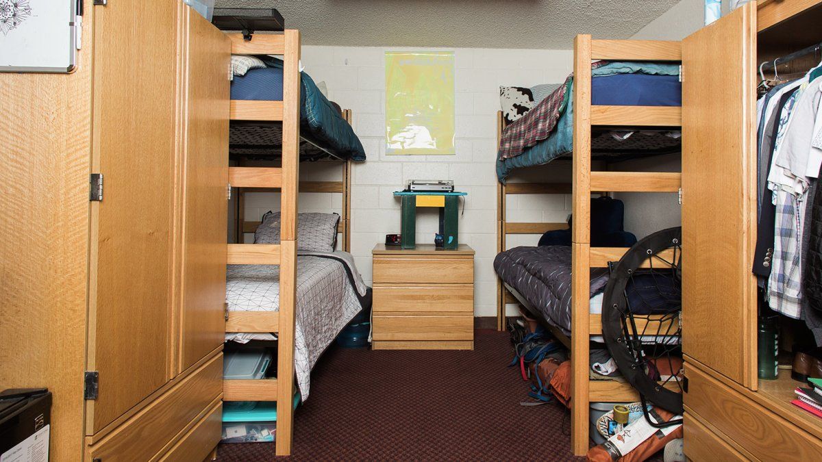 A room with 4 beds in Young Hall.