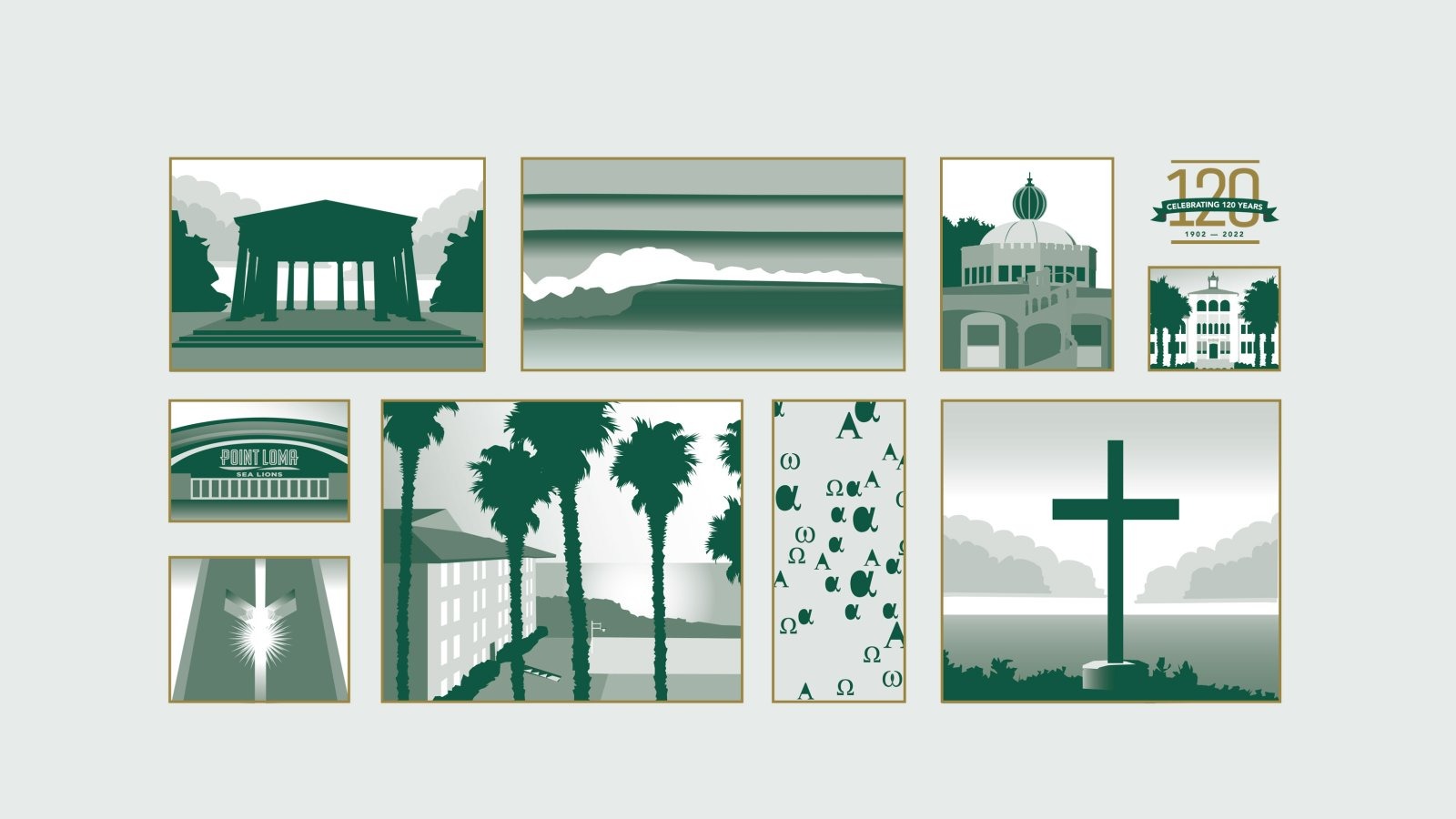 various illustrations of campus