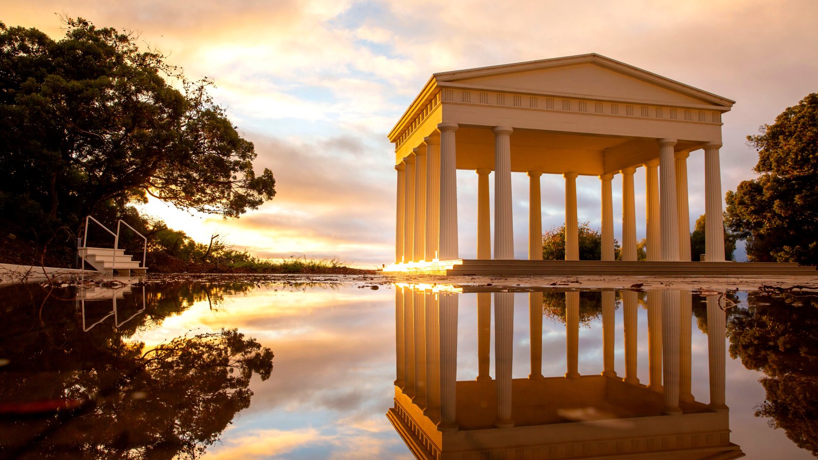 Greek Amphitheater after rain during sunset