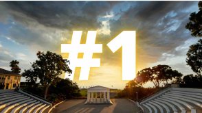 Number one displayed over a sunset view of the Greek Amphitheatre at Point Loma Nazarene University.