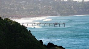 View of the La Jolla Shores surf area and pier