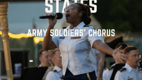 poster with text "The United States Army Solider's Chorus" and woman singing in the middle