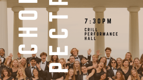 poster with text "Choral Spectrum" and photo of Concert Choir members smiling and being silly