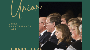 poster with text "Choral Union" and photo of community choir members singing