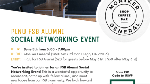 PLNU FSB Alumni Social Networking Event flyer