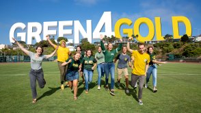 students running on the soccer fielf for Green4Gold fundraiser