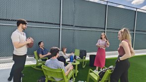 Students enjoy the new outdoor area. 