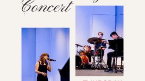 poster with text "Point Loma Nazarene University Jazz Band Homecoming Concert" on "Thursday Feburary 19th at 7:30pm". Photo of a female jazz singer and jazz combo