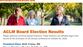 American College of Lifestyle Medicine graphic listing new board of directors, including PLNU's Integrative Wellness Program Director, Dr. Jessica Matthews