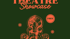 poster with text "musical theatre showcase" and ornate illustration in the middle