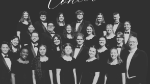 poster with singers in black dresses and tuxedos, "Point Loma Singers Homecoming Concert"