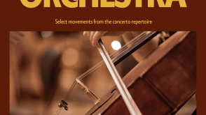 poster with text "chamber orchestra concerto concert" with a picture of cello in the middle