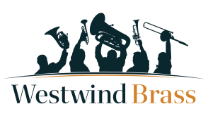 Westwind Brass logo with silhouette of brass muscians 