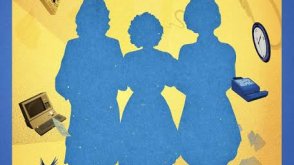 Poster for the documentary “Still Working 9 to 5,” featuring silhouettes of three women against a yellow background.