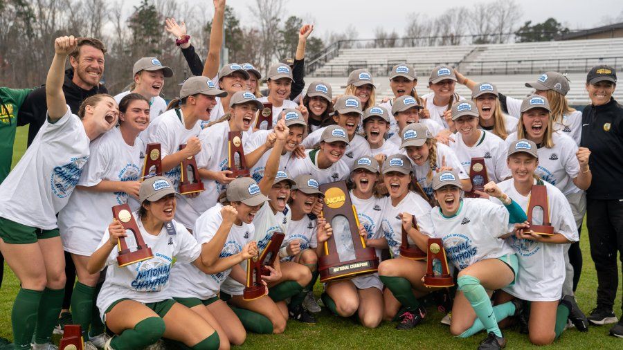 PLNU Women's Soccer celebrates their NCAA Championship win