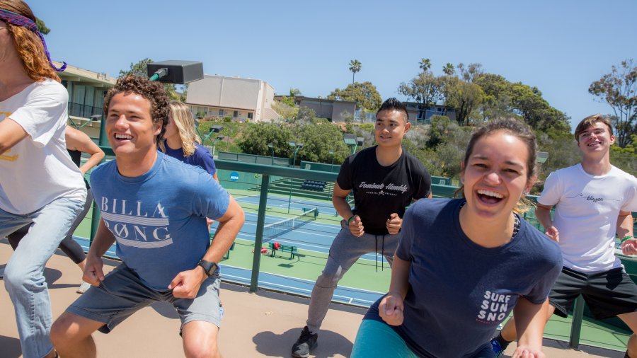 students working out outside