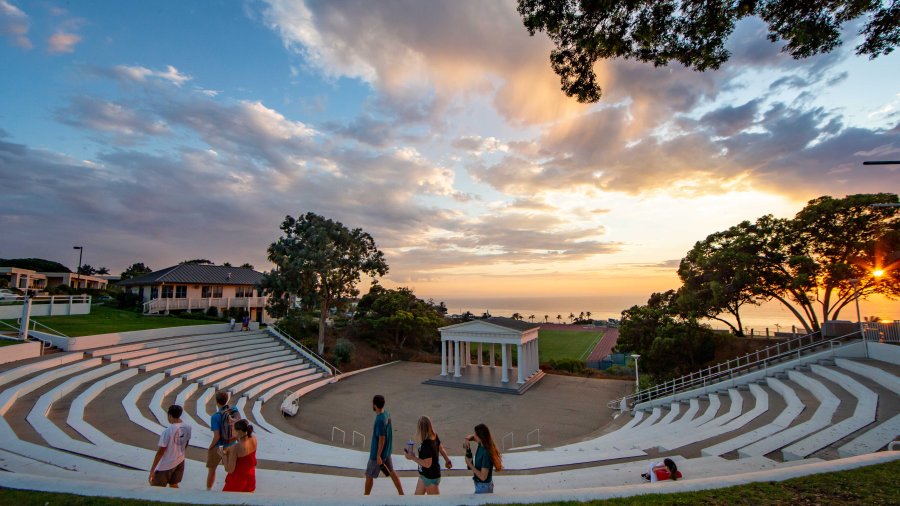 The PLNU Greek at sunset