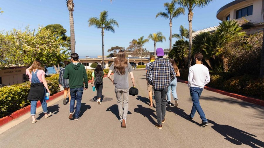 Students walk down Caf Lane