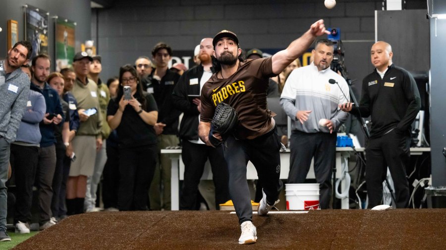Padres pitcher using the biomechanics lab