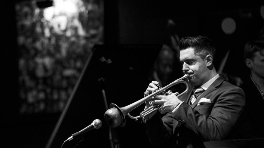 John Reynolds playing trumpet