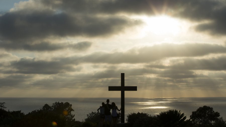 The PLNU cross at sunset.