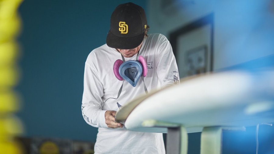 Chris Christenson shaping a board