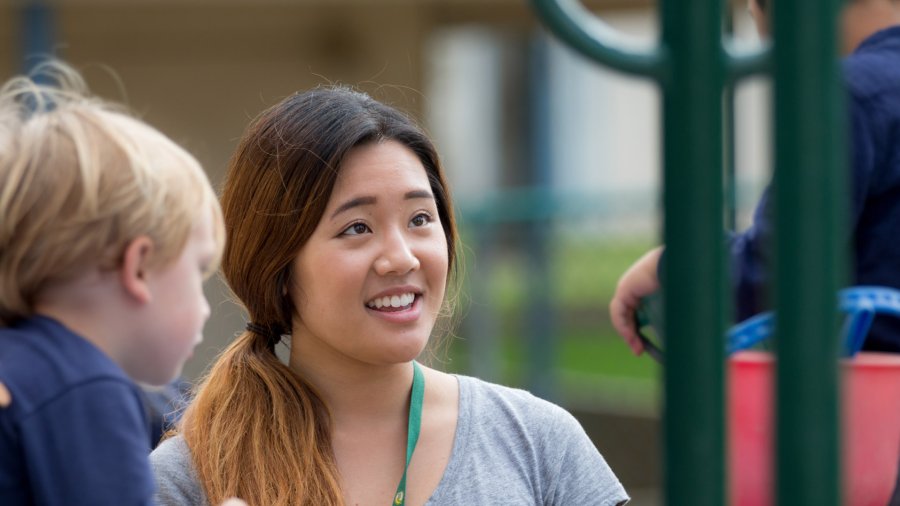 PLNU student working with kids at the Early Childhood Learning Center