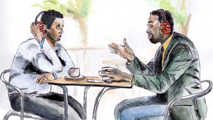 Illustration of Two People Talking