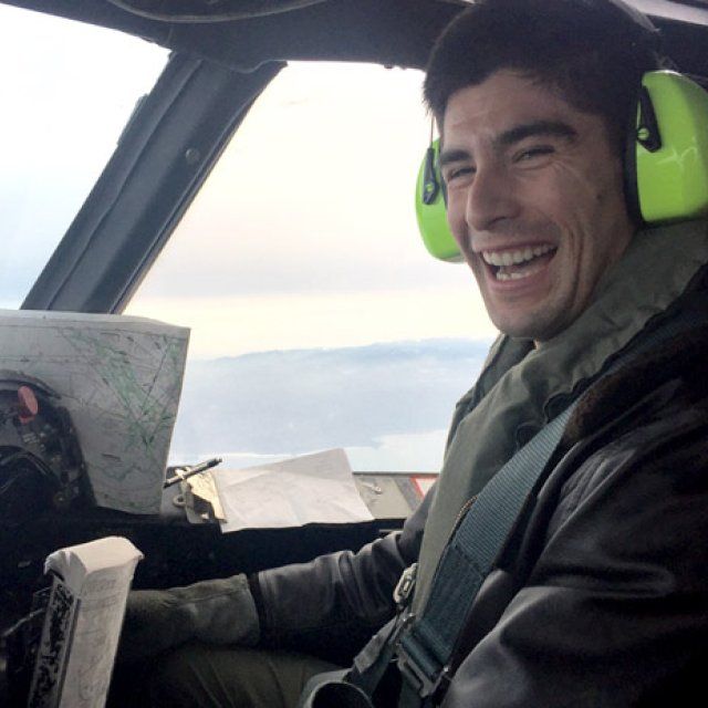 James Salassi is a passenger in a helicopter