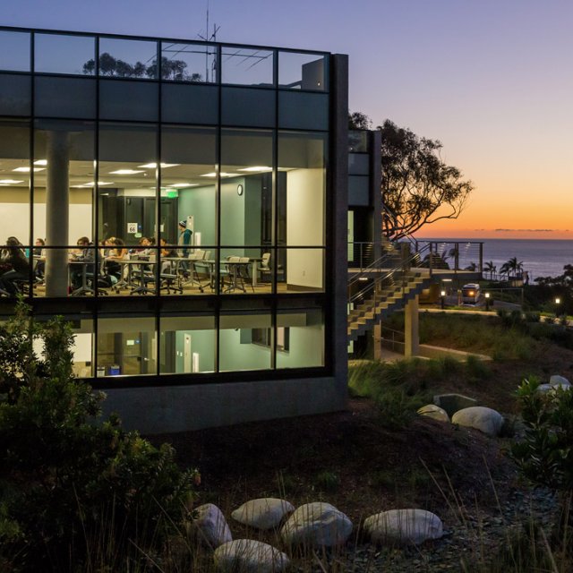 PLNU Science Building at nightfall