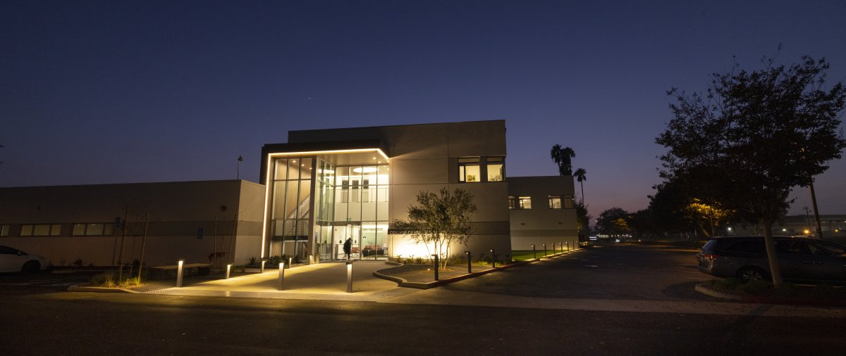Exterior shot of Balboa Regional Facility in the evening. 