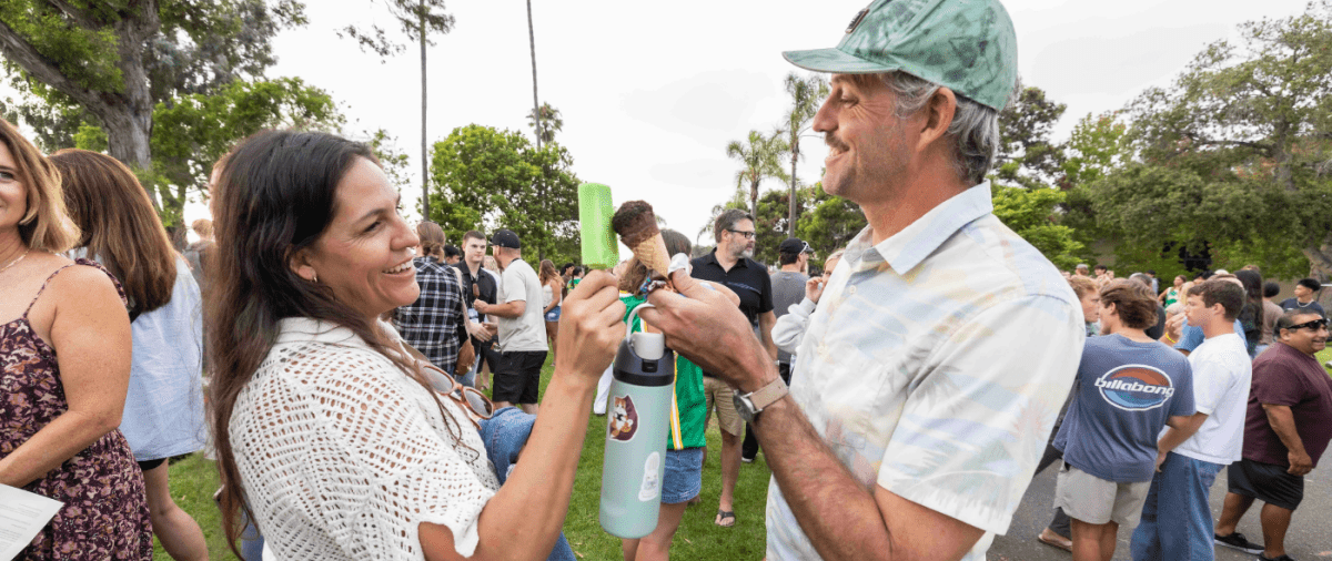 PLNU parents share an ice cream together at Welcome Week 2026 at PLNU.