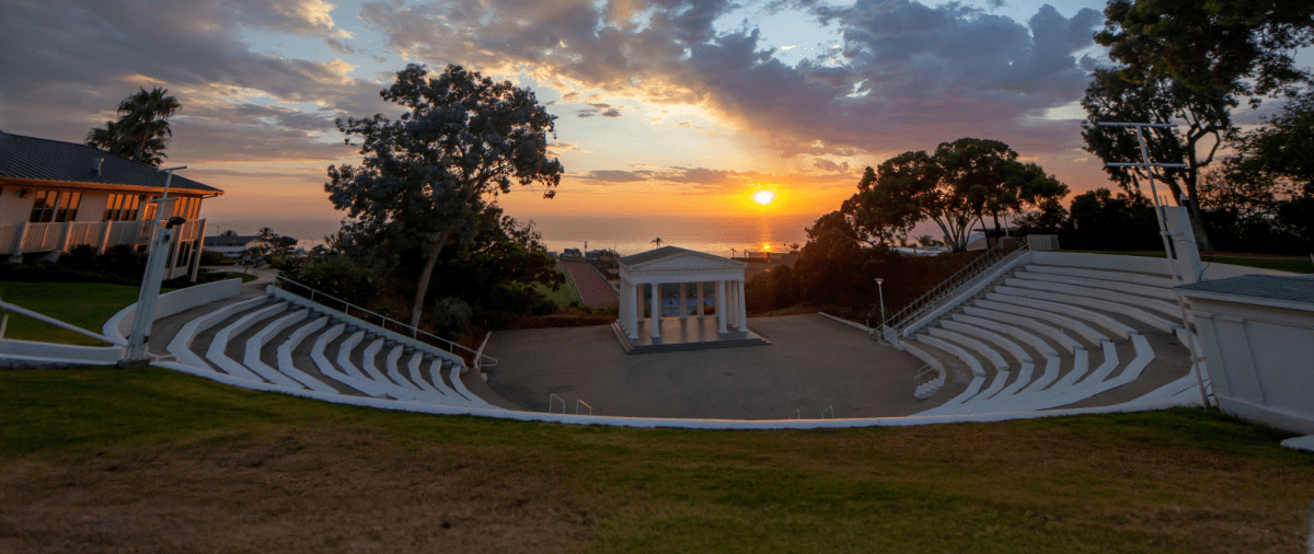 Sunset over the Pacific Ocean viewed from PLNU’s Greek Amphitheatre.