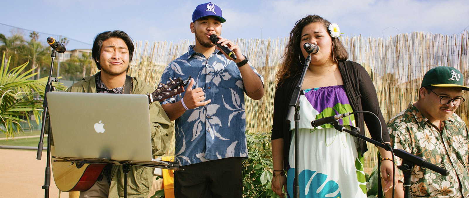 Members of the Hui O'Hawaii club perform native Hawaiian songs.